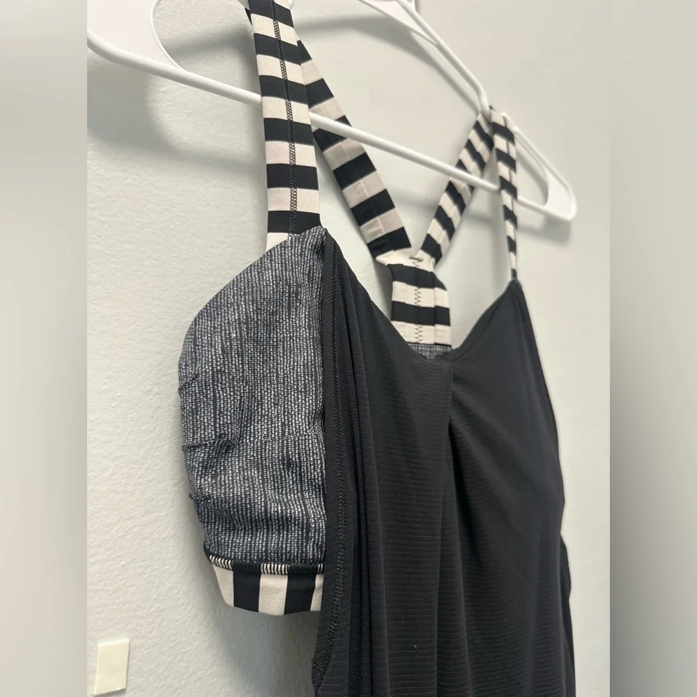 Lululemon Athletica Black Tank Top with Striped Straps